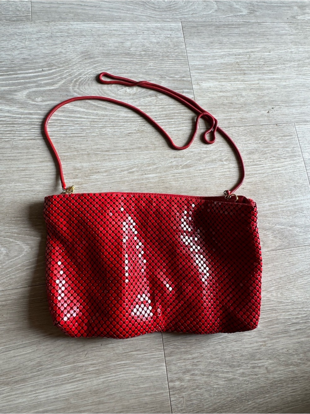Red Sequin like Mesh Bag